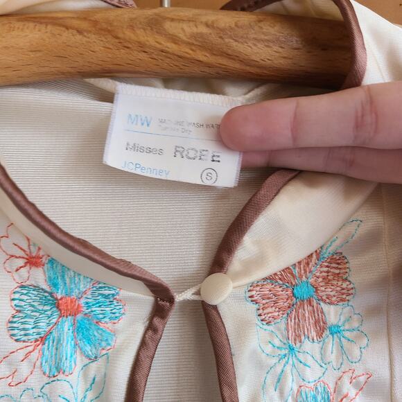 Vintage JC Penney Night Gown Robe 2 Piece Set Small 70's Retro Floral Cottage - Picture 9 of 12